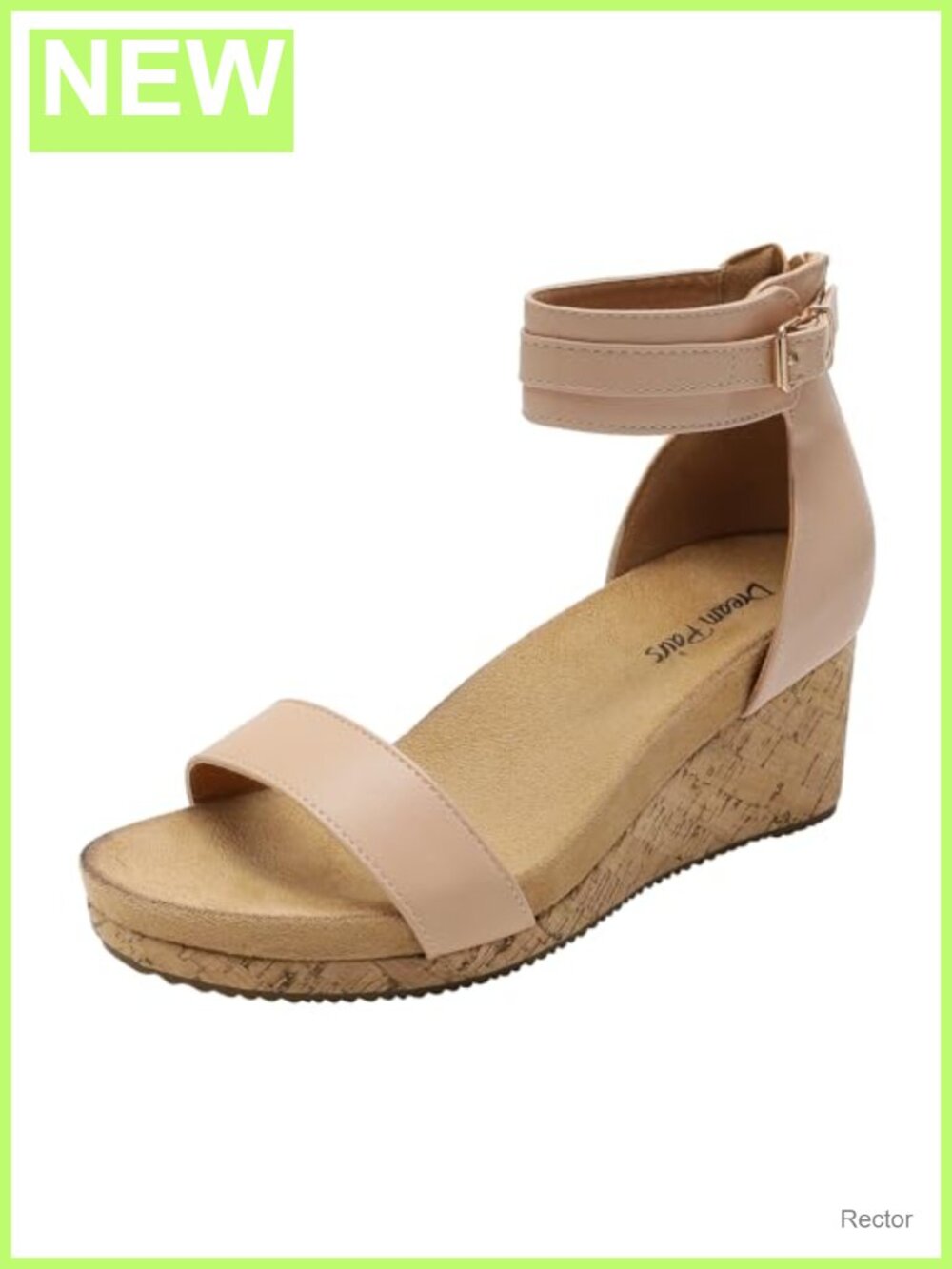 Dream Pairs Women's Open Toe Buckle Ankle Strap Platform Wedge Sandals Faux